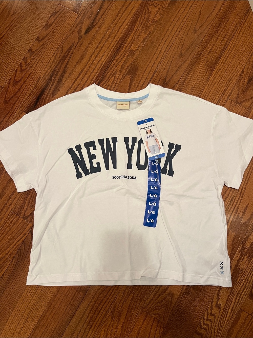Scotch & Soda White Tee with Navy 'NEW YORK' Graphic